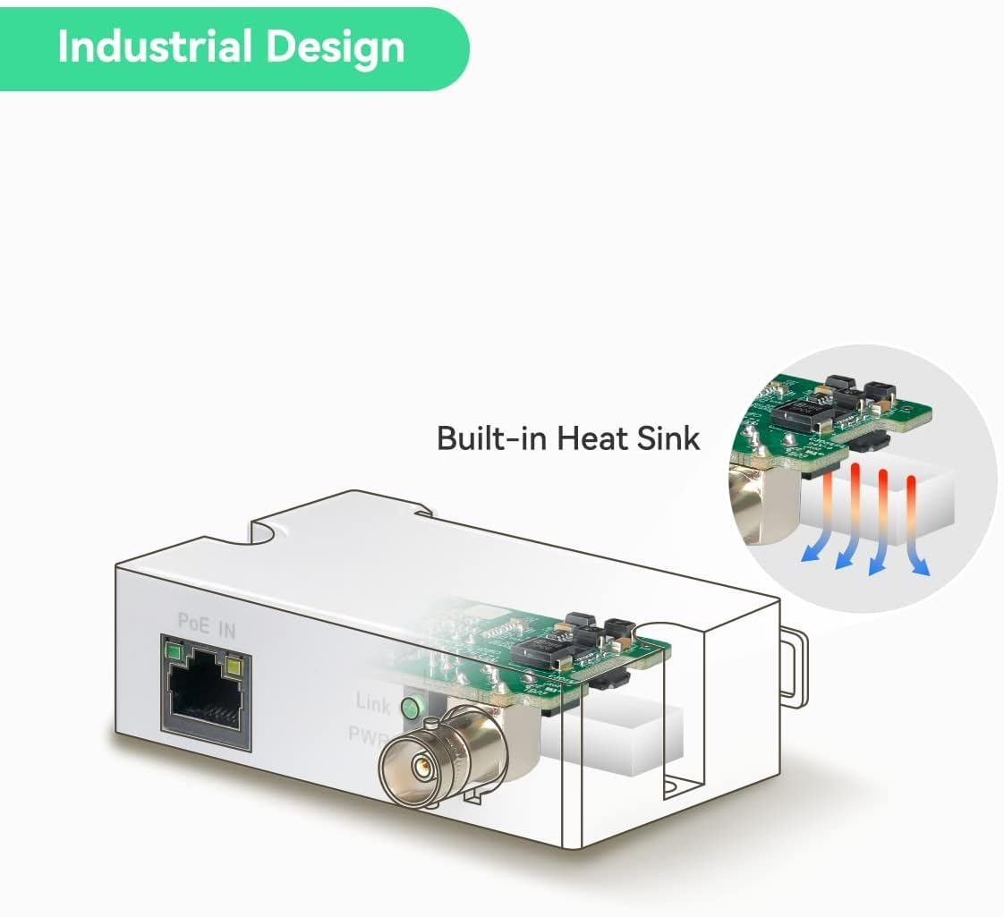 LINOVISION POE over Coax EOC Converter IP over Coax Max 3000Ft Power and Data Transmission over Regular RG59 Coaxial Cable for Upgrading Analog Surveillance System to IP Surveillance System image number 4