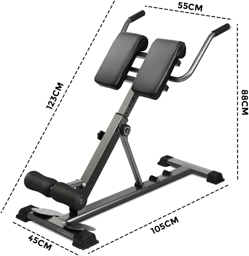 ALSTON Weight Bench Back Roman Chair Fitness Back Home Gym Workout Foldable 10 Level Adjustable 180Kg Weight Capacity Back Extension Strength Training Equipment