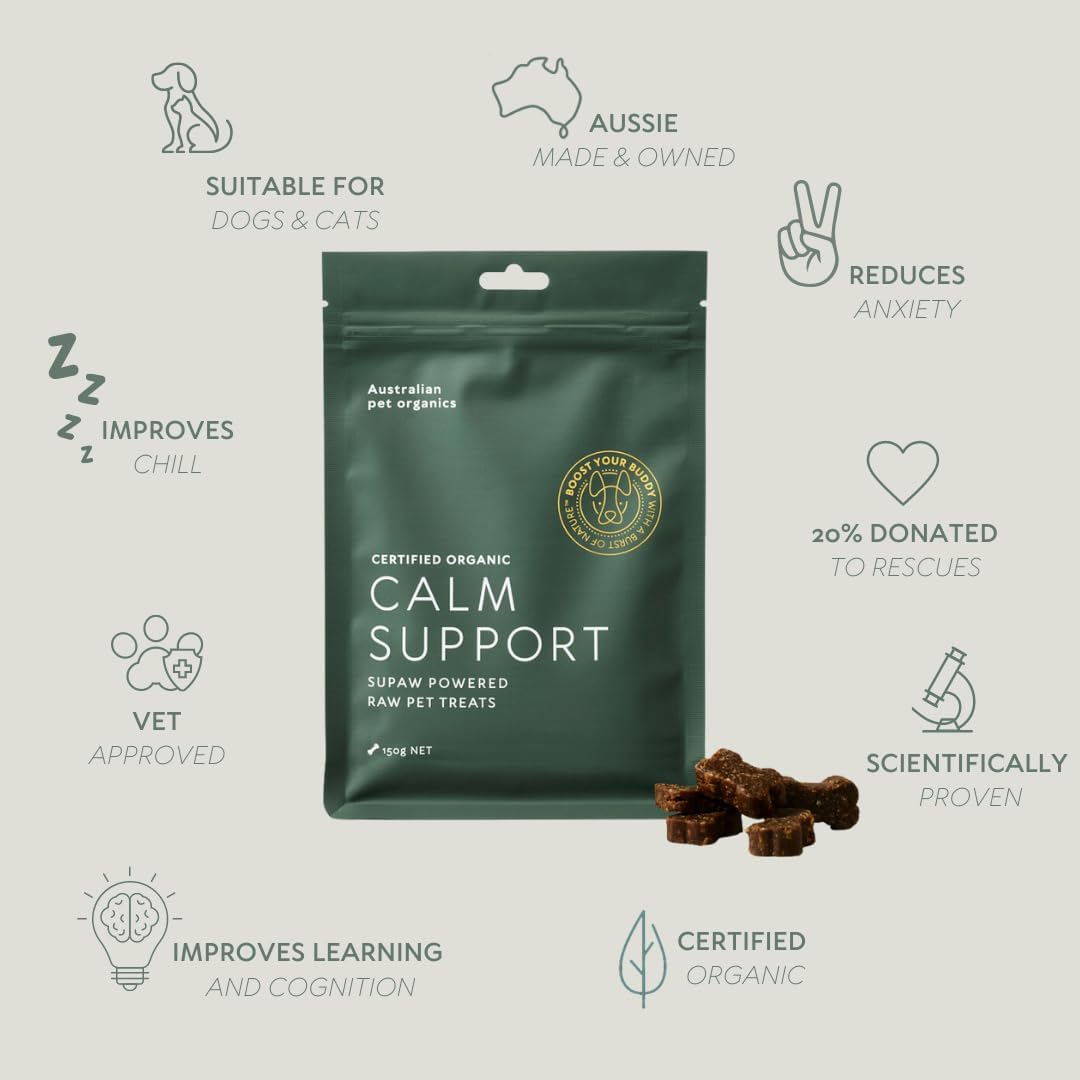 SUPAW&trade; by Australian Pet Organics Certified Organic Calm Support Dog Treat 150G image number 1