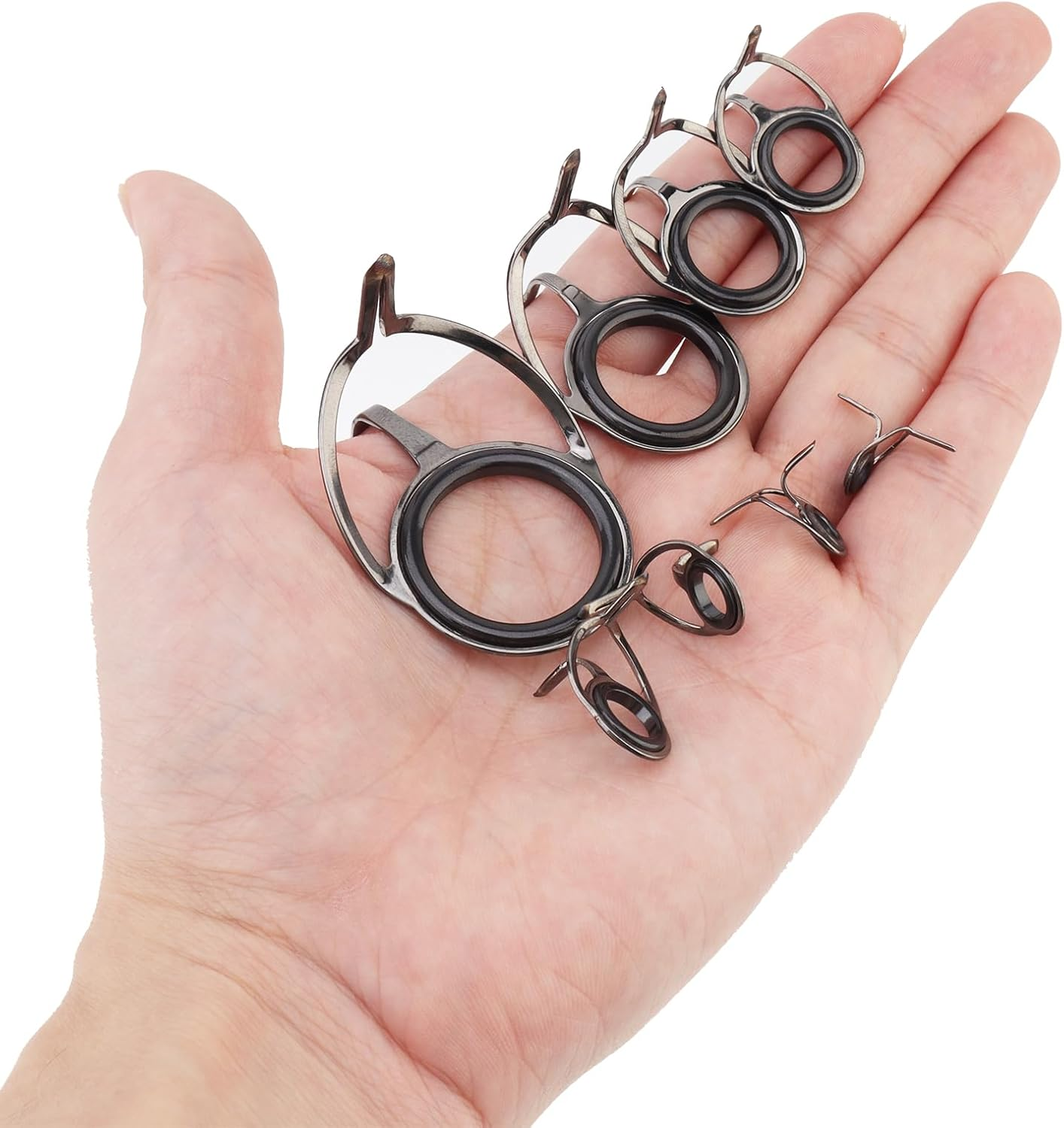 Origlam 8Pcs Fishing Rod Guide Repair Kit, Spinning Rod Guides, Fishing Rod Guide Replacement, Tip Repair Kit for Spinning Rods Sea Fishing image number 4