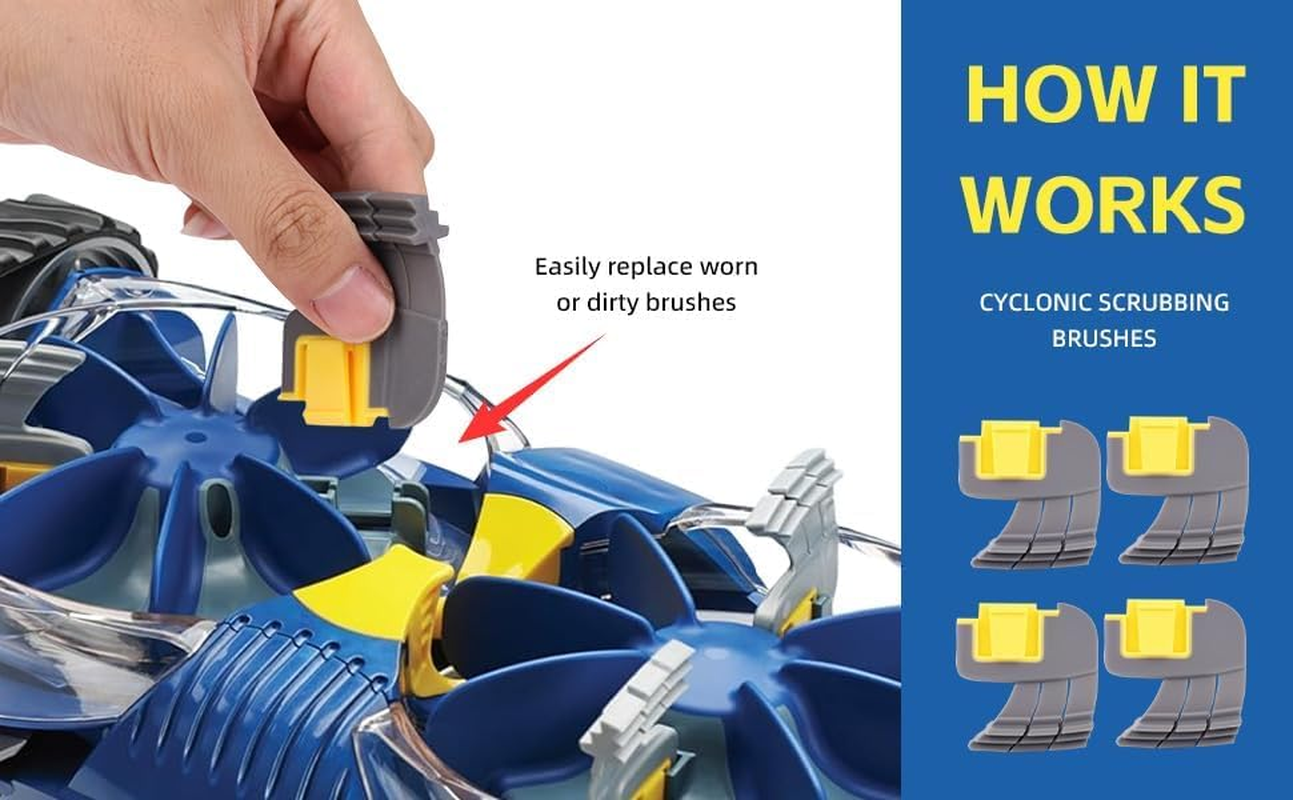 4-Pack Parts Srubbing Brushes R0714400 Compatible with Replace Dirty or Worn Brushes for Zodiac MX6, MX6 Elite, MX8, and MX8 Elite, Also Polaris MAXX, Atlas, and Atlas XT image number 5