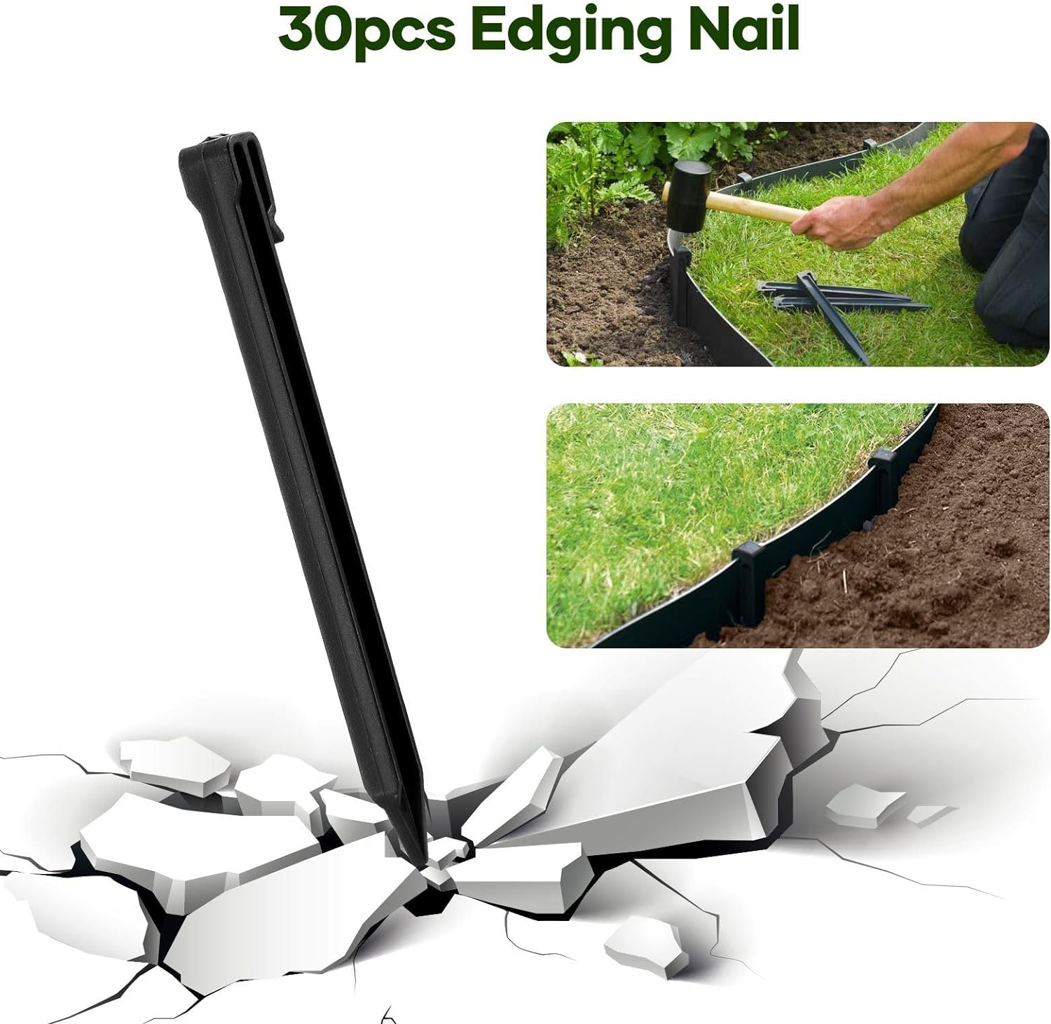 30Mx15Cm Garden Edging Lawn Border Landscape Edge Flexible DIY Fence Barrier Path Driveway Plant Grass Flower Bed Support Plastic Roll Kit - 30Mx15Cm image number 2