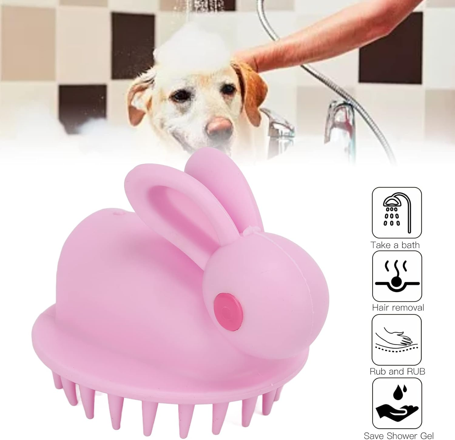 Dog Grooming Brush, Pet Shampoo Brush Dog Bath Grooming Shedding Brush, Multifunctional Pet Massage Brush for Short Long Haired Dogs and Cats image number 2
