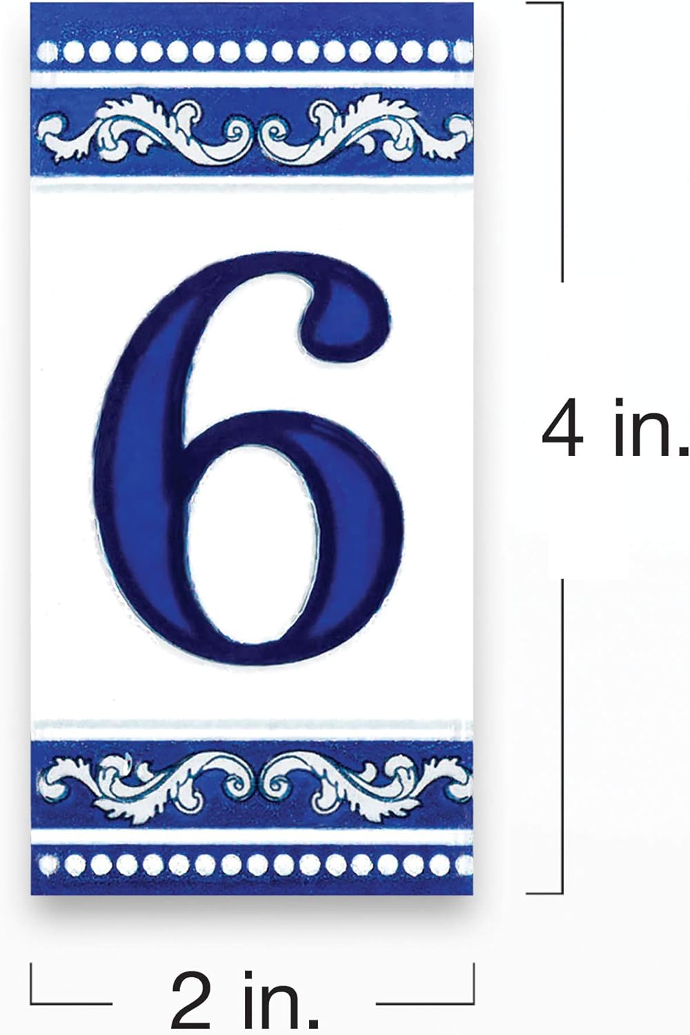 Kantu 2113017 Castilla Ceramic Tile Address Number, 3.94 In. L X 1.97 In. W X 0.31 In. H, Blue image number 4