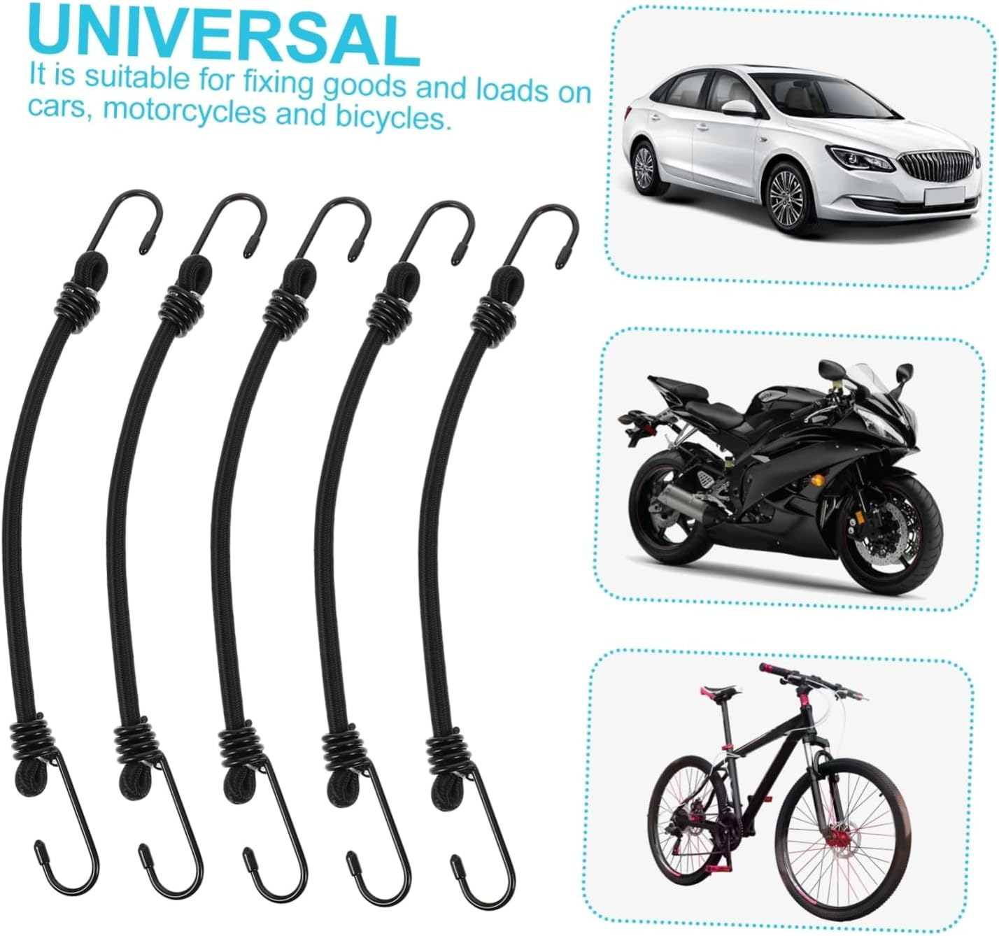 NAMOARLY 5Pcs Elastic Belt Ropes for Luggage Cargo Fixing Hooks Suitcase Straps image number 4