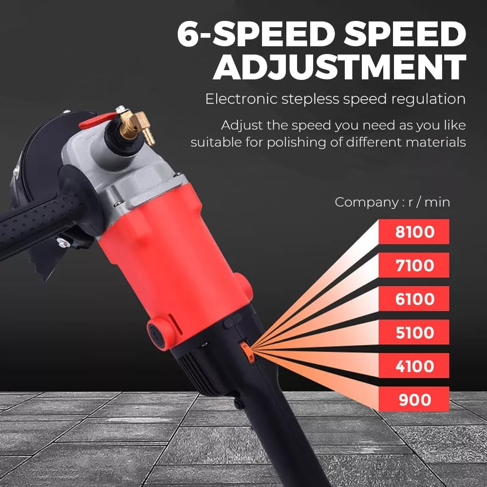 ALSTON 1400W Wet Polisher Concrete Stone Polisher Concrete Stone Wet Polishing Kit, Marble Granite Concrete Polishing, 6 Speed Adjustable, with AU Plug