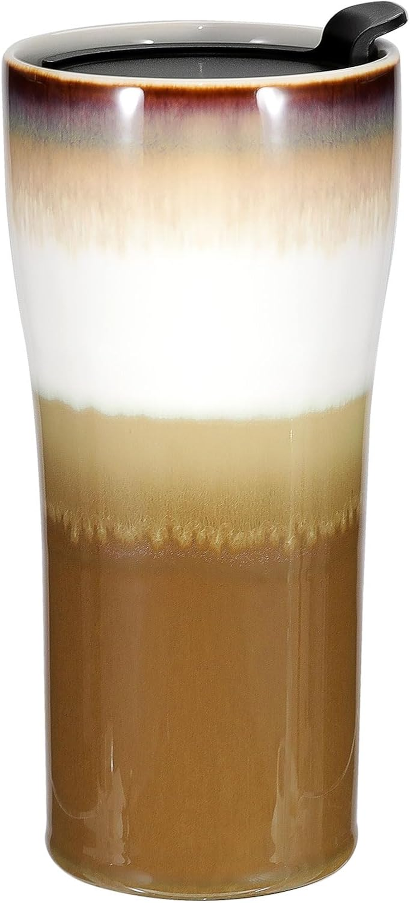 Kopmath Double Wall Ceramic Coffee Mug with Lid, 15Oz Large Travel Coffee Mug, Splash Resistant, Dishwasher Microwave Safe, Fit for Cup Holder, Insulated Cup, Keep Coffee Flavor, Gift