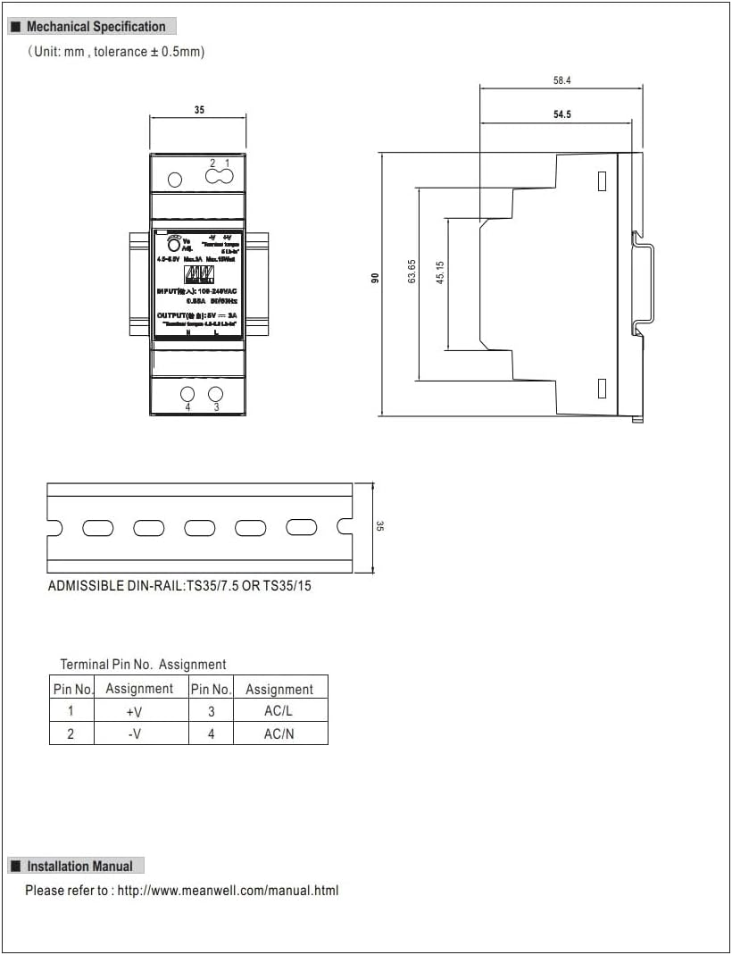 HDR-30-12 Genuine Mean Well DIN Rail Power Supply 12V 2A 24W(30W Series), with Warning Label - 12V image number 6