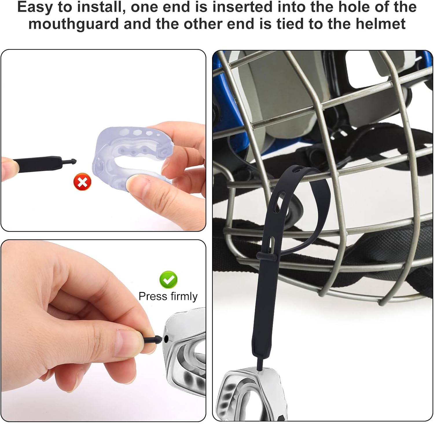 10Pcs Football Mouth Guard Tether Only, Universal Rugby Mouth Guard Replacement Strap Football Mouthpiece Strap for Youth Sports Boxing Hockey Basketball Rugby MMA for Most Mouthguards image number 4