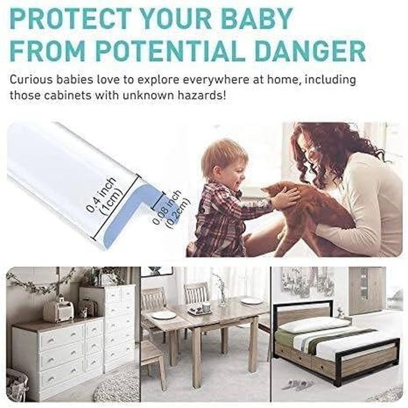 Baby Proofing, Edge Protector Strip Clear, 20FT Silicone Soft Corner Protectors for Baby with Upgraded Pre-Taped Strong Adhesive, 0.4In Edge Protectors for Sharp Corners for Cabinets(4 Corners) image number 4