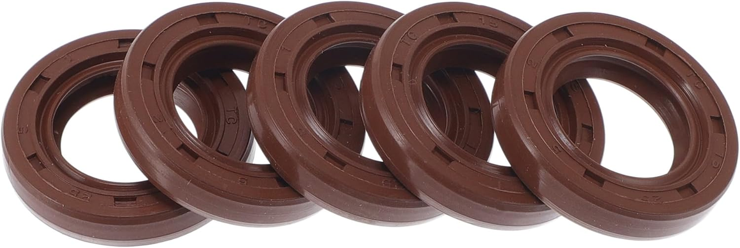 X AUTOHAUX Universal Oil Seal TC Double Lip W Steel Spring Seal Ring Rotary Shaft Seal 15X25X5Mm High Pressure FKM Rubber Brown 5 Pcs image number 4
