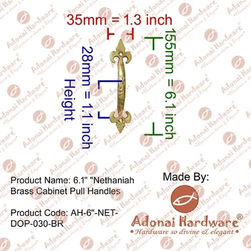 Adonai Hardware Nethaniah Antique Cast Iron Cabinet Pull Handles (6.1" X 2 Pack, Matte Black) for Vintage Wooden Barn Doors, Gates, Closets, Furniture, Drawers, Cupboards, Wardrobes and Sheds image number 2