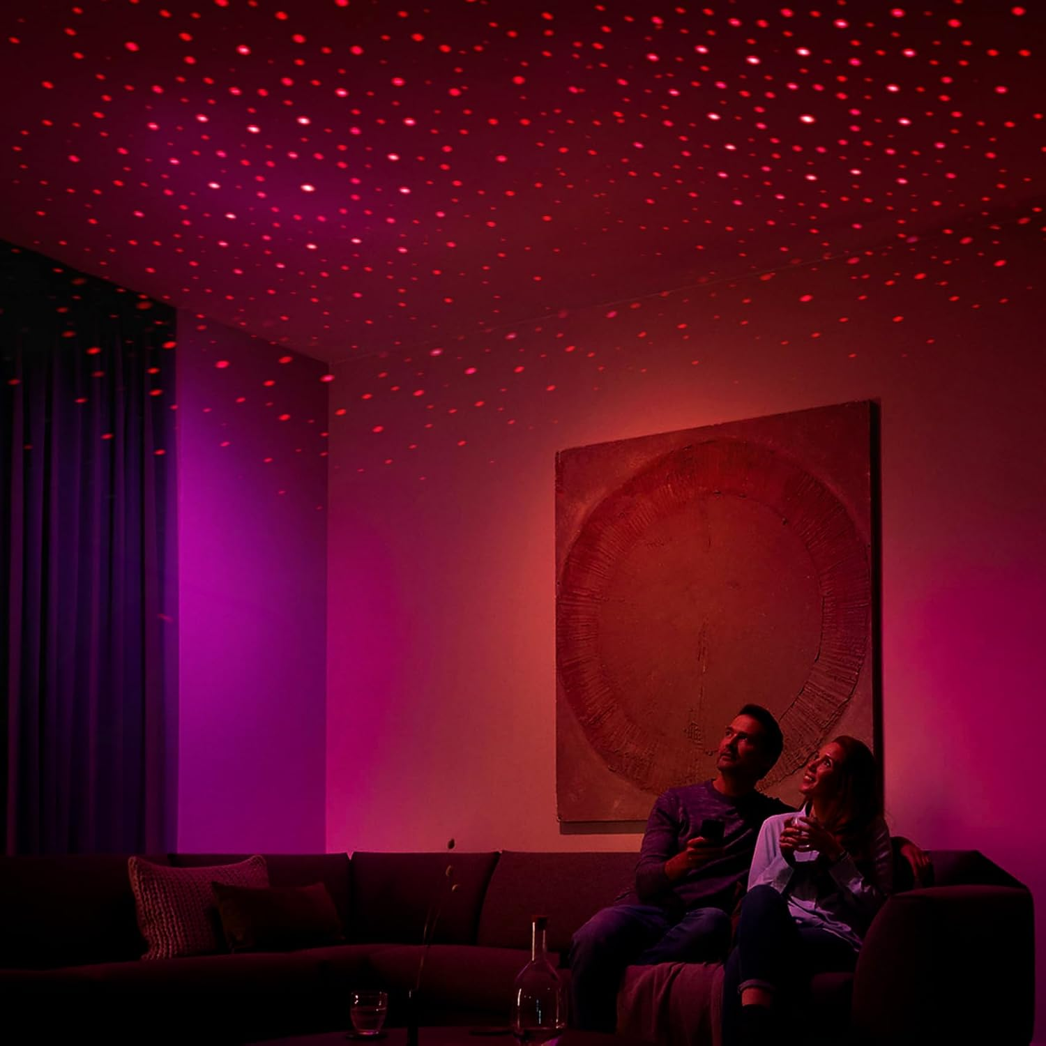 Car Led Interior Lights for Roof, Romantic Star Light Mini USB Projection Lamp Star Night Light Atmosphere Decoration for Cars Bedroom Party, Red image number 5