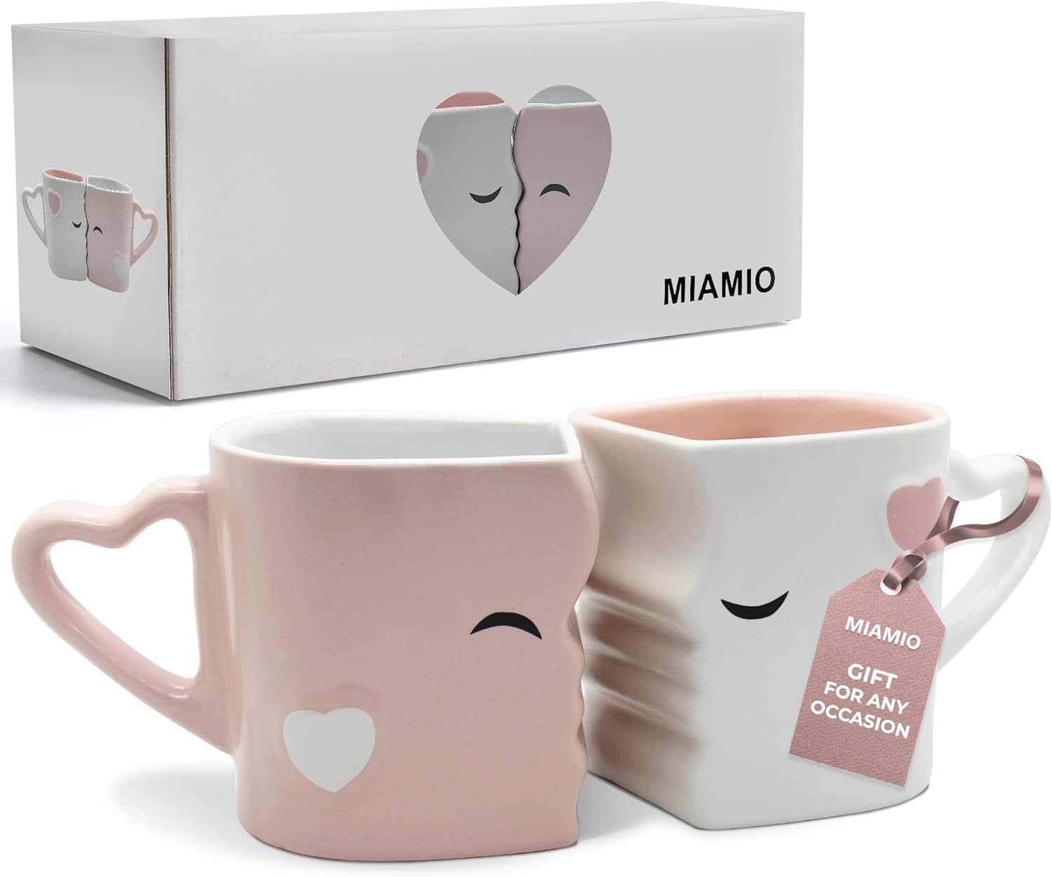 MIAMIO - 300Ml Ceramic Coffee Mugs/Kissing Mugs Gift Set for Couples/Weddings/Birthday/Anniversary (Red)