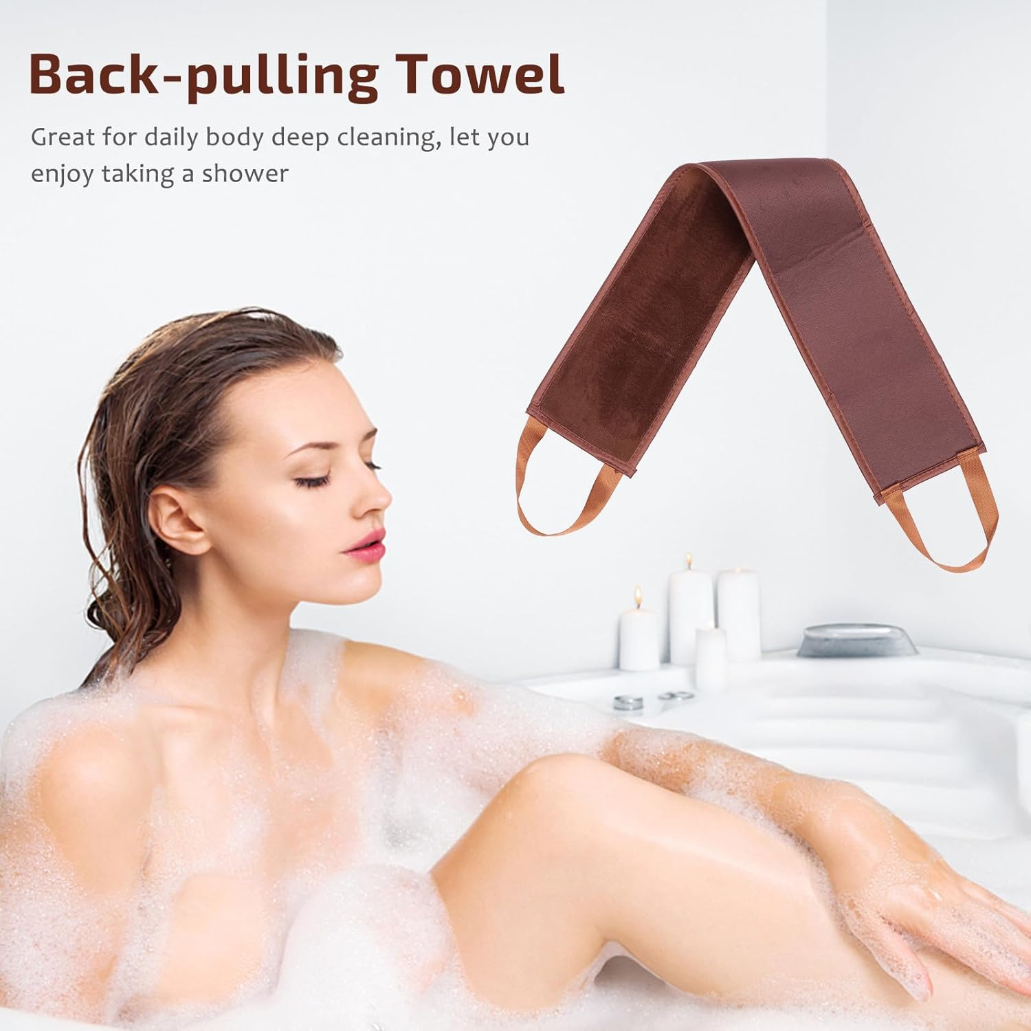 TEHAUX Back Lotion Wiping Belt for Sunscreen Body Care Brown Back Massage Strap for Tanning Moisturizing Suitable for Self-Tanning and Skincare image number 3