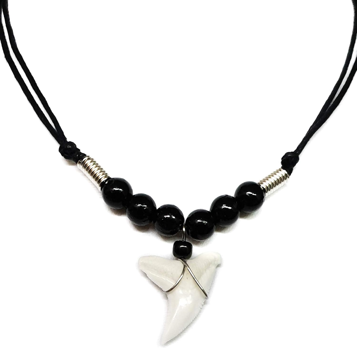 Swimmi Genuine Shark Tooth Necklace, Mako Shark Tooth Necklace for Men, Cool Seed Beads Beach Necklace for Men and Women (AA213), Shark Tooth, Shark Tooth image number 4
