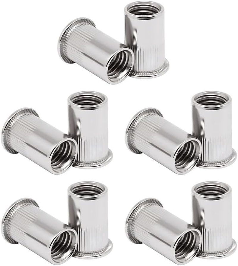 50 PCS M6 Rivet Nuts Silver Stainless Steel, Threaded Insert Nut Rivnuts for Metal, Wood, Aluminium, Electrical Appliances & Industrial Products