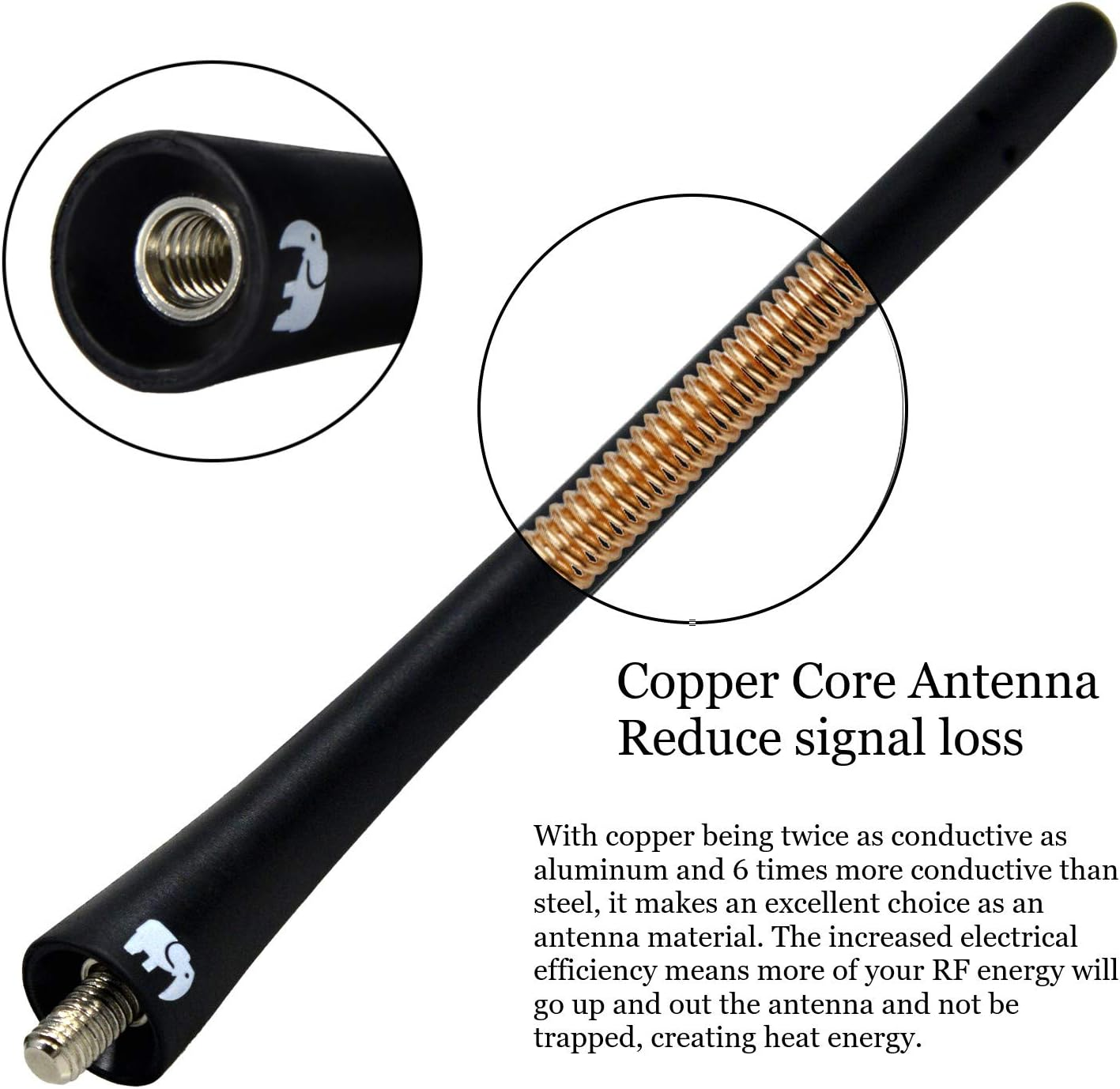 ONE250 7" Inch Flexible Rubber Copper Core Antenna for Suzuki - Grand Vitara (2001-2020), Swift (2002-2020), SX4 (2002-2018), Liana (2002-2019) - Designed for Optimized FM/AM Reception - Copper image number 5