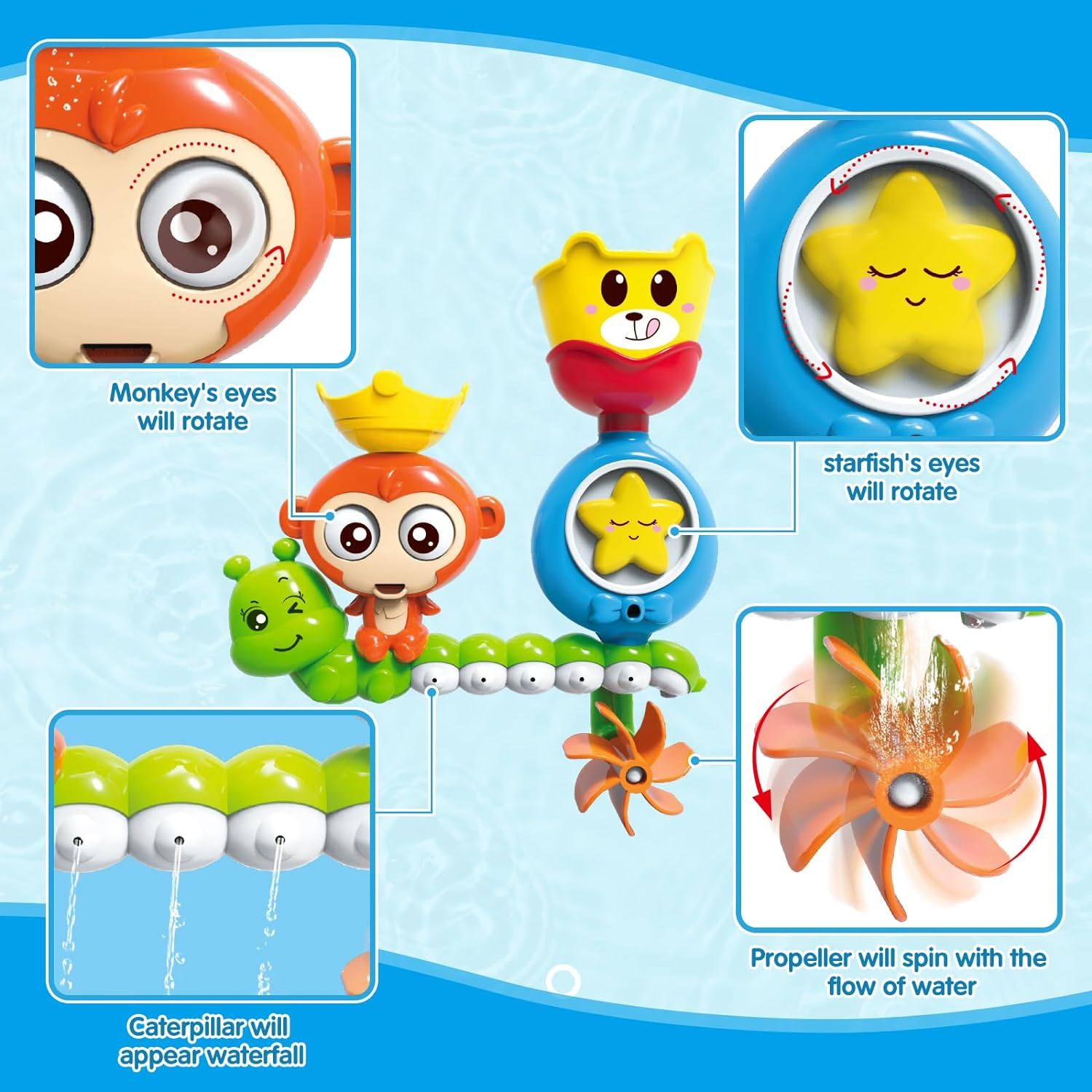 REMOKING Bath Toys for Kids 3 4 5 6 Year Old,Toddler Bath Tub Toys for Baby Infant Boys Girls,Interactive Water Game,Stem Kit Birthday Gift for Boys Girls Bath Time Fun image number 2