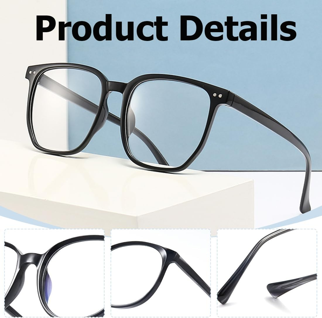 OUDQFCJ Pack of 2 anti Blue Light Glasses, Quality round Frame, Lightweight Clear Blue Light Filter Glasses for Men and Women, Computer Reading Glasses image number 2