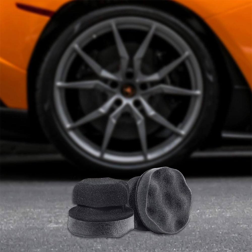 5-Pack Large Tire Dressing Applicator Pads &ndash; Reusable Hex-Grip Foam Sponges for Applying Tire Shine, Durable Tire Cleaning & Polishing Pads for Car Detailing (Black) image number 4