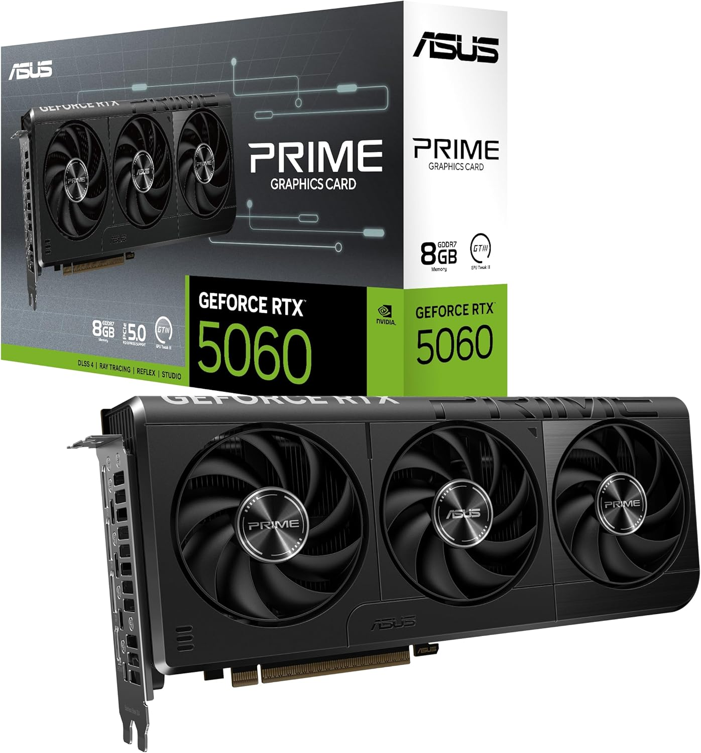 ASUS the Sff-Ready Prime Geforce RTX&trade; 5060 8GB GDDR7 Graphics Card (Pcie&reg; 5.0, 8GB GDDR7, HDMI&reg;/DP 2.1, 2.5-Slot, Axial-Tech Fans, Dual BIOS) image number 4