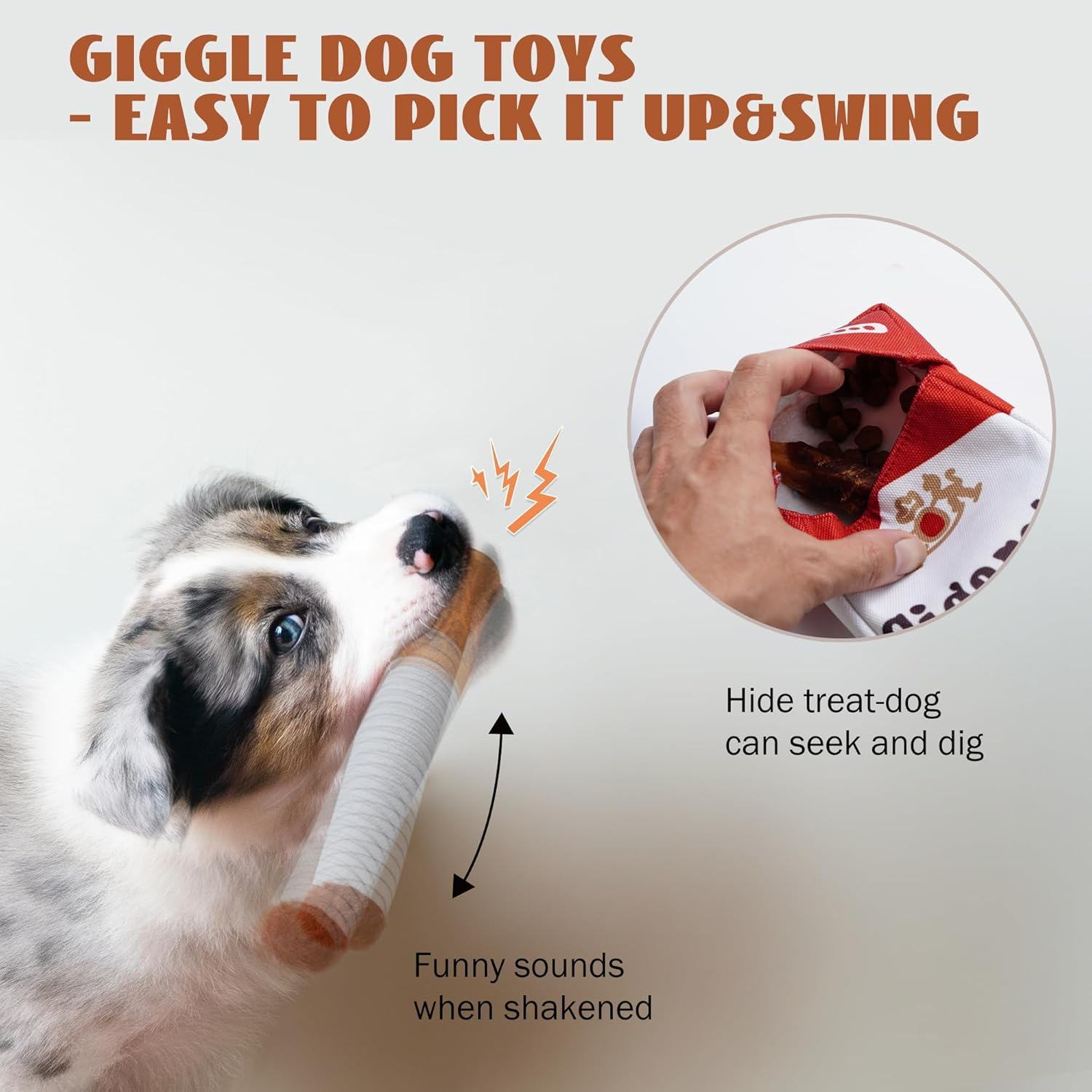 Giggle Cigarette Dog Toy, Squeaky Dog Toy, Fun Cigarette Shape Plush Dog Self-Play Toy, Interactive Toy for Small, Medium and Large Dogs