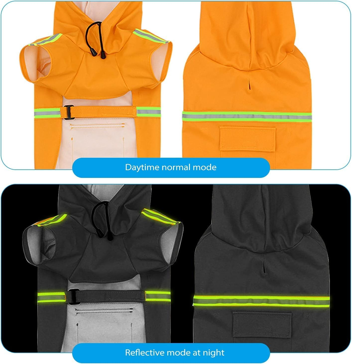 Dog Raincoat, Waterproof Hooded Dog Coat with Reflectors for Dry, Safe Walks (Orange, 4XL)