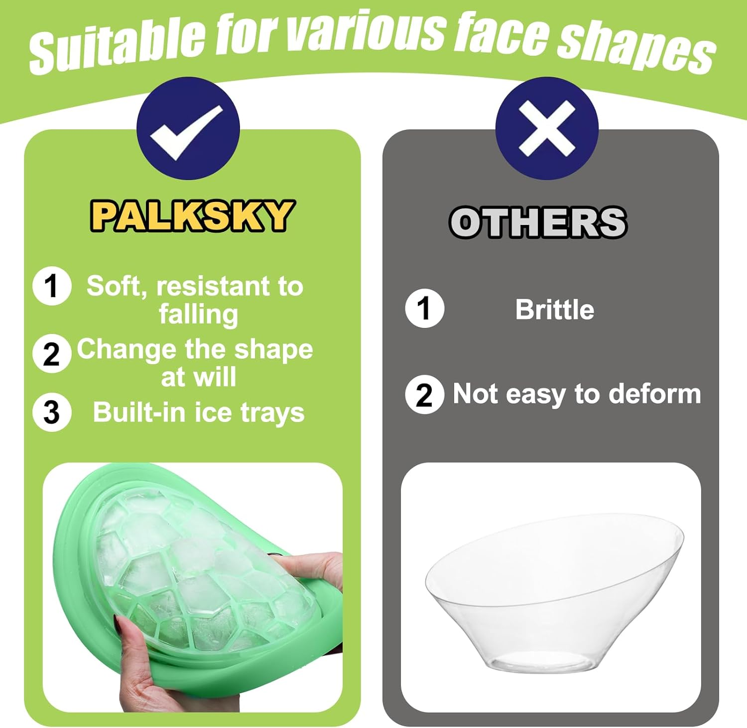 Palksky Face Bowl for Ice with Built-In Icetray, Silicone Ice Facial Folding Washbasin, Facial Plunge Bowl, Face Icebath at Home image number 2