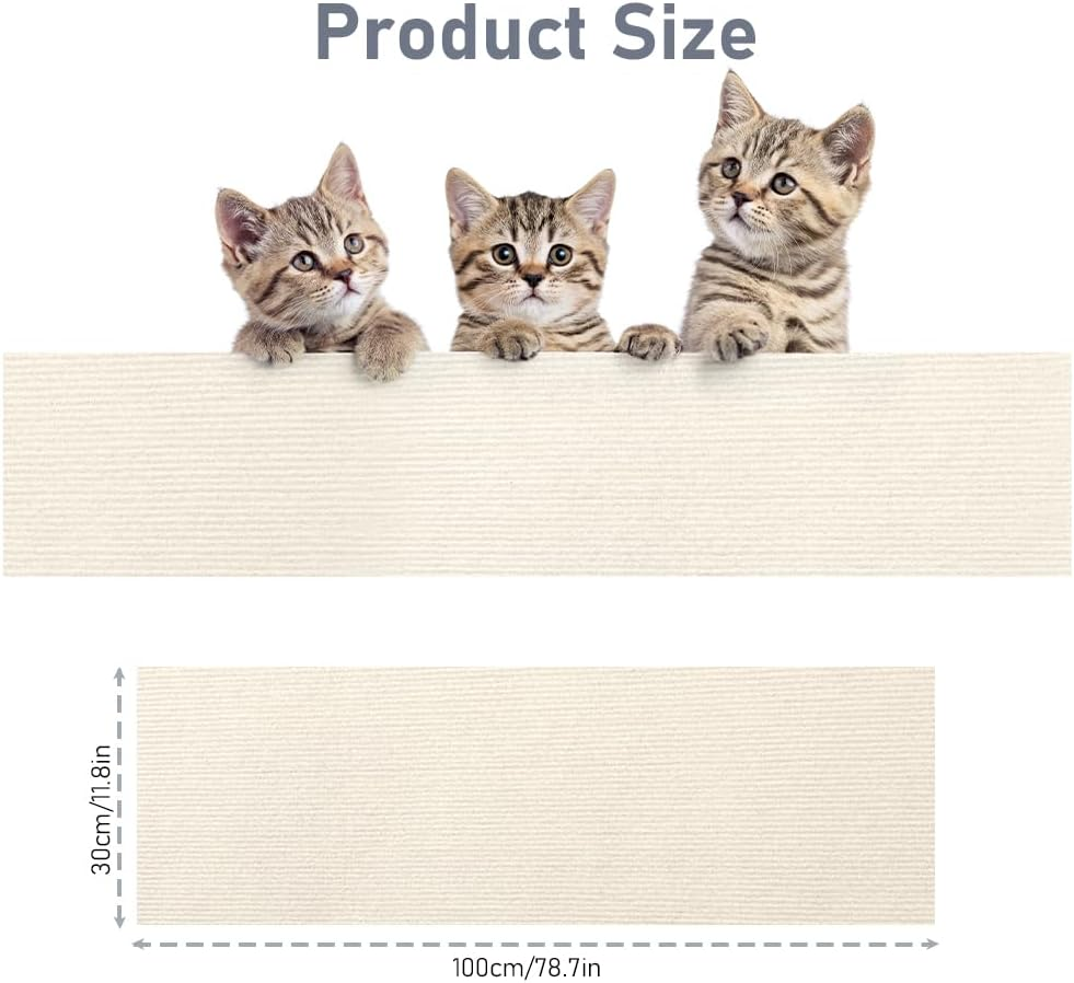 Adiwo Self-Adhesive Scratching Mat, 30 Cm X 100 Cm, Cat Scratching Mat, Scratch Protection, Sofa Cat, DIY Scratching Boards, Scratch Wall for Furniture, Scratching Carpet, Couch Protection (Cream) image number 2