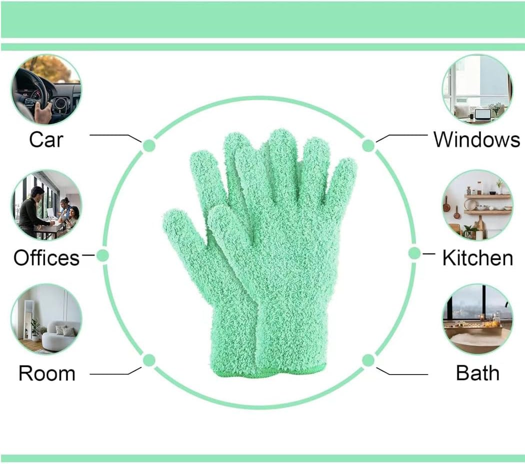 Idopick 2 Pairs Microfiber Gloves for Plant Dusting, Reusable, Washable Mittens Dusting Gloves for House Cleaning Shutters Windows outside Plants House Cars image number 1