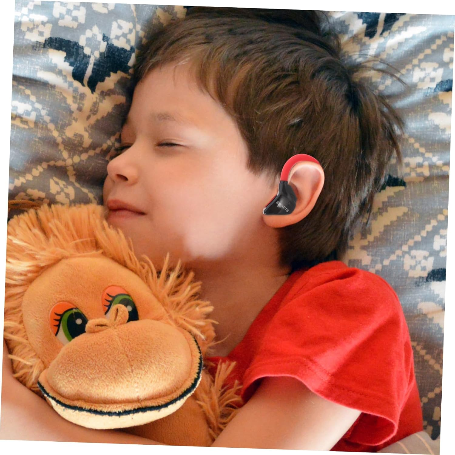 Mikinona Ear Hanging Headset for Sports Wired Earbuds with Sweat Resistant Design Lightweight Comfortable Fit Compatibility for Cellphones and Electronic Devices Red Sports Earpiece image number 6