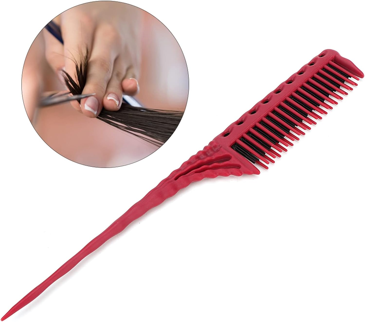 ANKROYU Mouse Tail Comb, Root Comb, Hair Care Styling Comb, Lightweight Hairdressing Salon Supplies, Comb, 3 Row Comb, Hairdressing Salon Supplies, Comb (A) image number 2