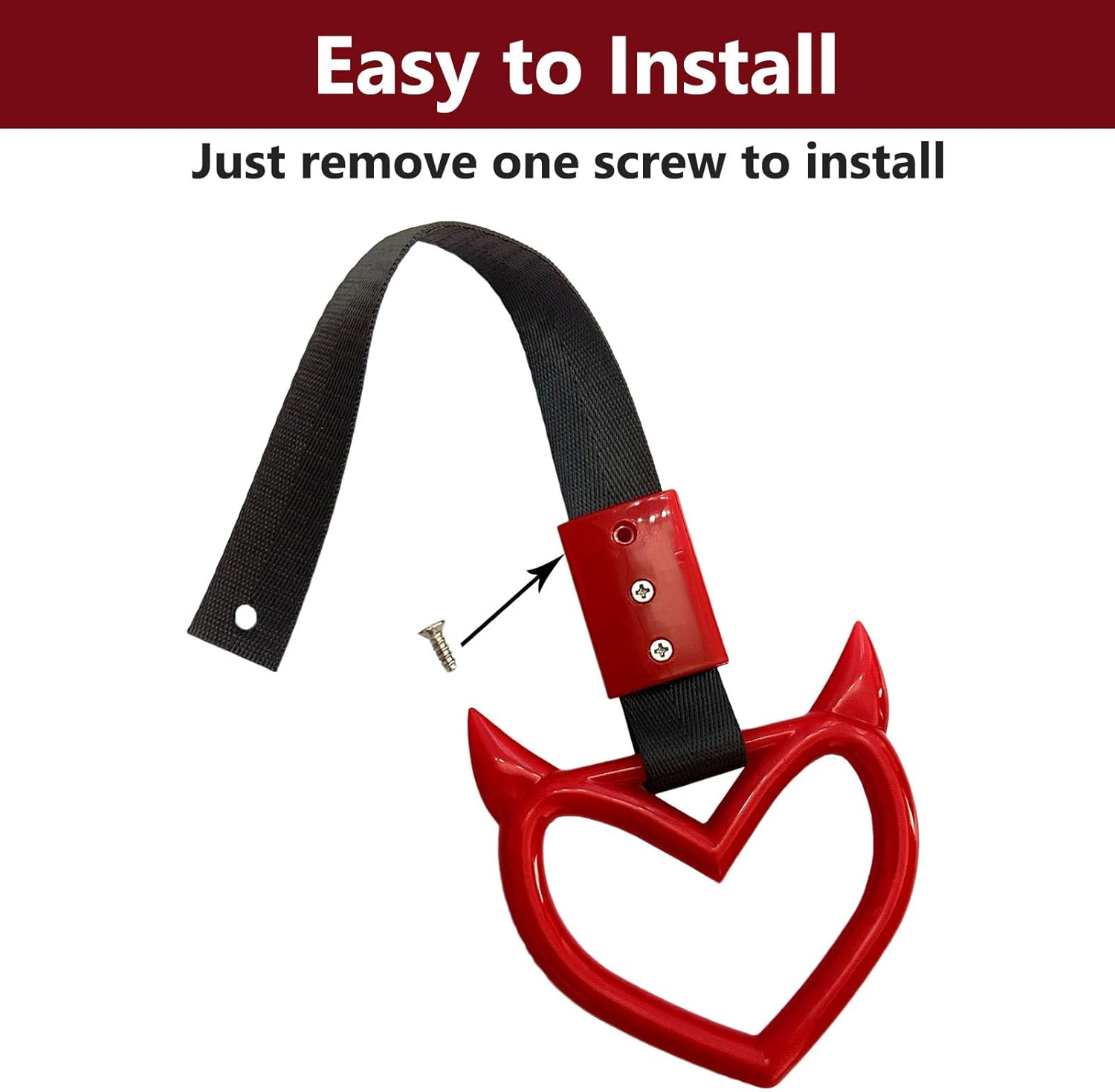 Momerch 2 Pieces Rear Bumper Warning Ring Car Mirror Hanging Ornament, Red Heart Shaped Handle Ring Subway Bus Handle Straps for Car Interior Exterior Decoration (Blue) - Black image number 4