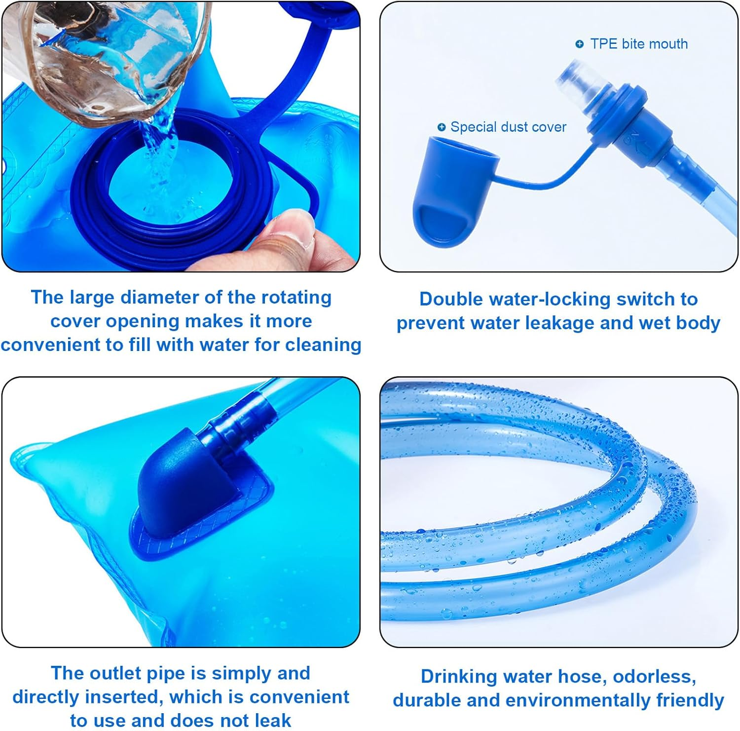 1.5L/2L/3L Hydration Bladder,Bpa-Free Leak Proof Water Storage Bag, Large Capacity Water Pouch Hydration Pack for Camping Cycling Running image number 3