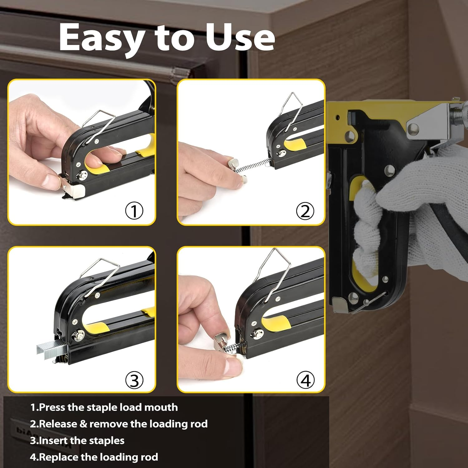 Staple Gun,3 in 1 Heavy Duty with Staple Remover and 3000 Staples,Stapler Gun Heavy Duty, Upholstery Staple Gun for Furniture, Wood, Carpet, Carpentry, DIY, Fixing Material, Windows image number 1
