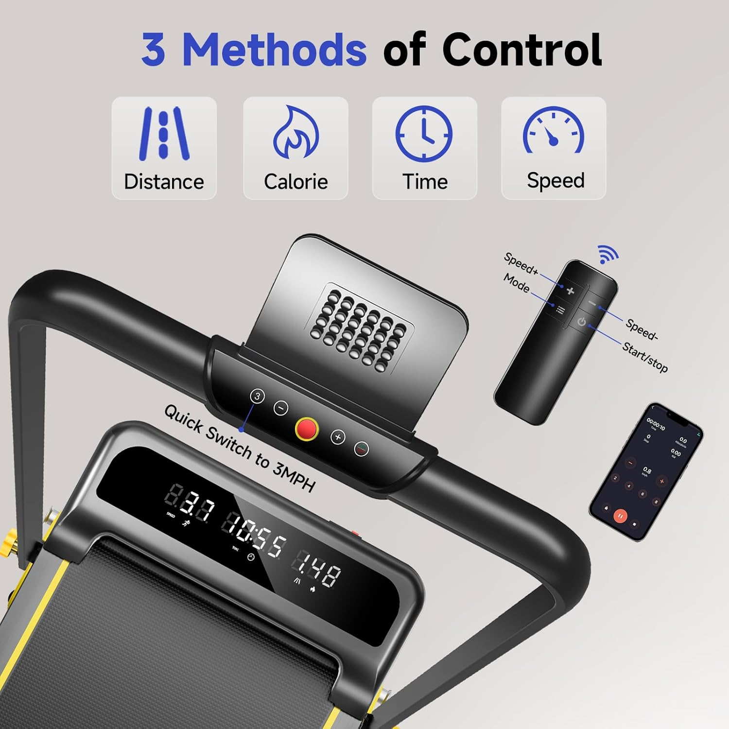 YPOO Walking Pad Treadmill, Incline Walking Pad with Handle, Foldable Treadmills for Home & Office, Compact under Desk Running Machine for Workout Exercise Quiet