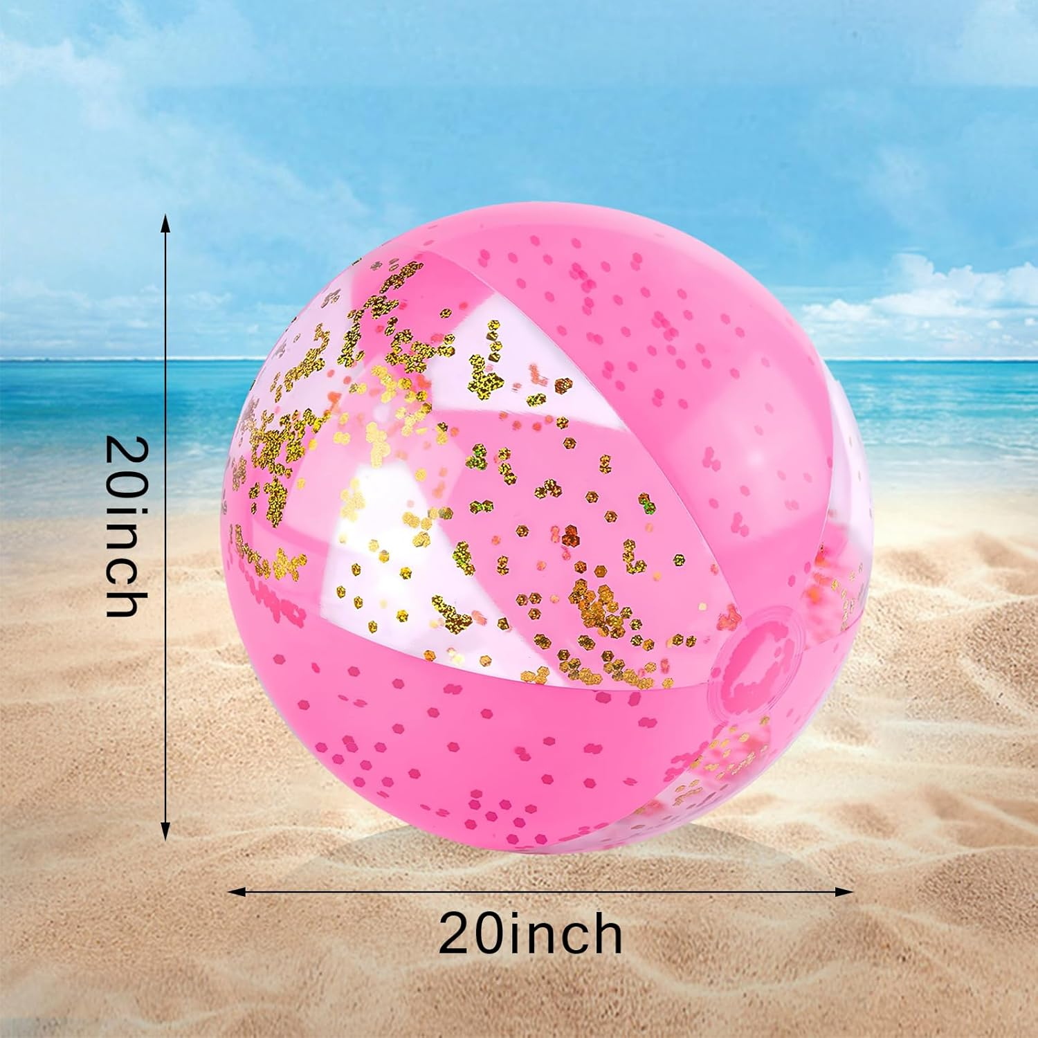 Large Inflatable Water Ball, 20 Inch Glitter Inflatable Ball, Children'S Water Balls, Inflatable Glitter Water Balls, for Summer Outdoor Activities, Water Games, Swimming Pool, Beach Party (Gold Dust) image number 5