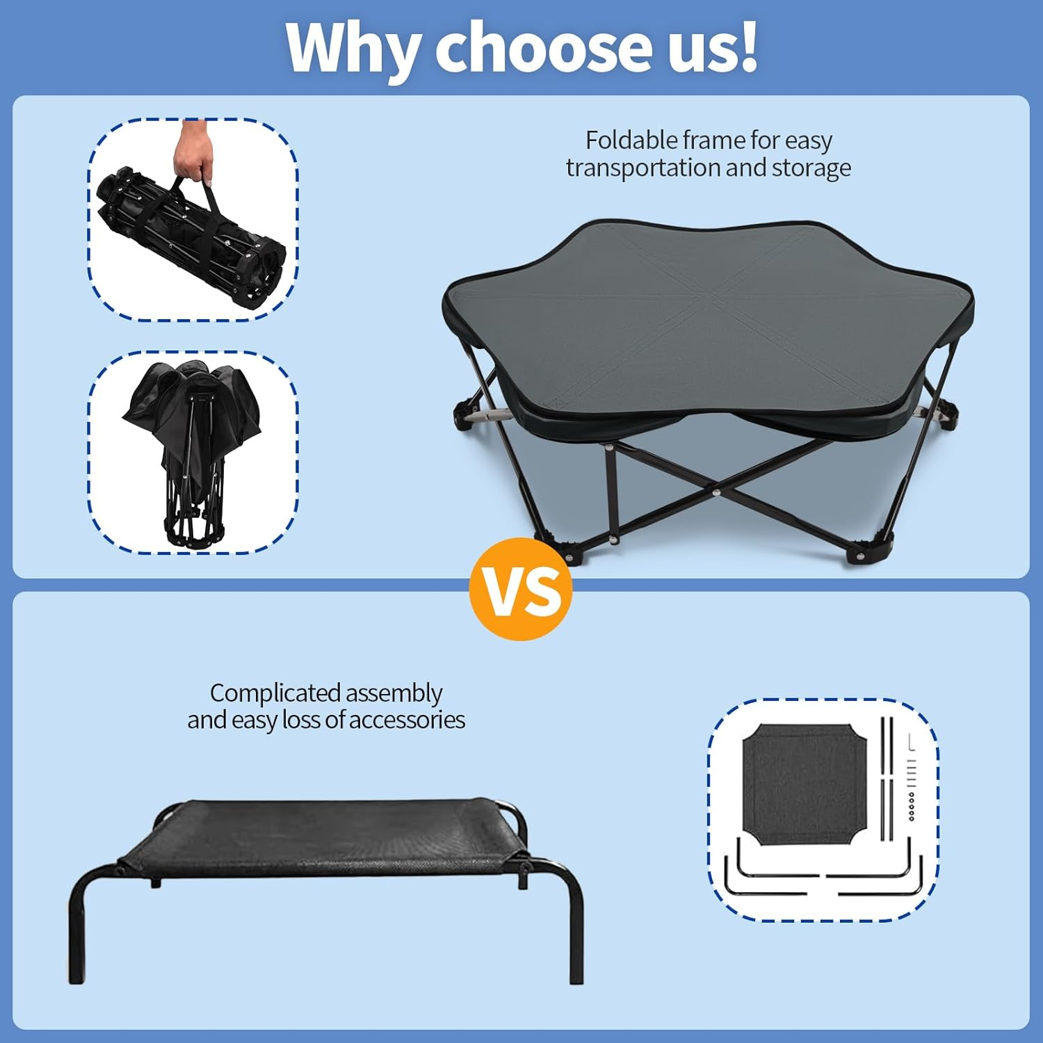 Hexagonal Elevated Dog Bed Foldable Raised Frame with Removable Cushion Portable Waterproof for Medium Small Dogs Indoor Outdoor Camping Travel image number 4