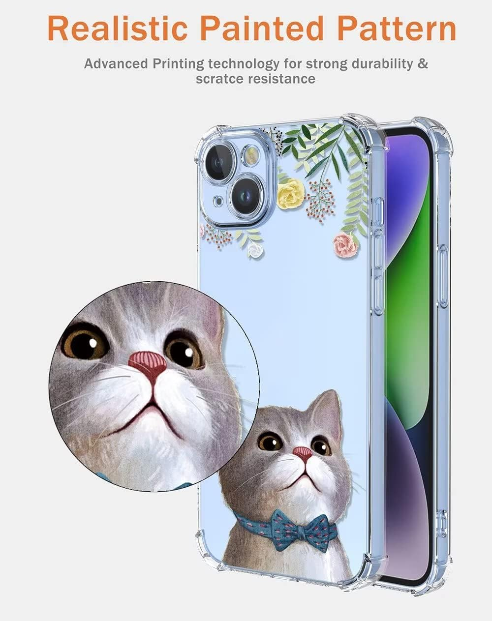 SEAHAI Case for Motorola Moto G55 5G, Colourful Beautiful Flowers Ultra Thin Transparent Mobile Phone Case Soft Silicone TPU Bumper Shockproof Case Protective Cover - Cat - Camellia image number 4