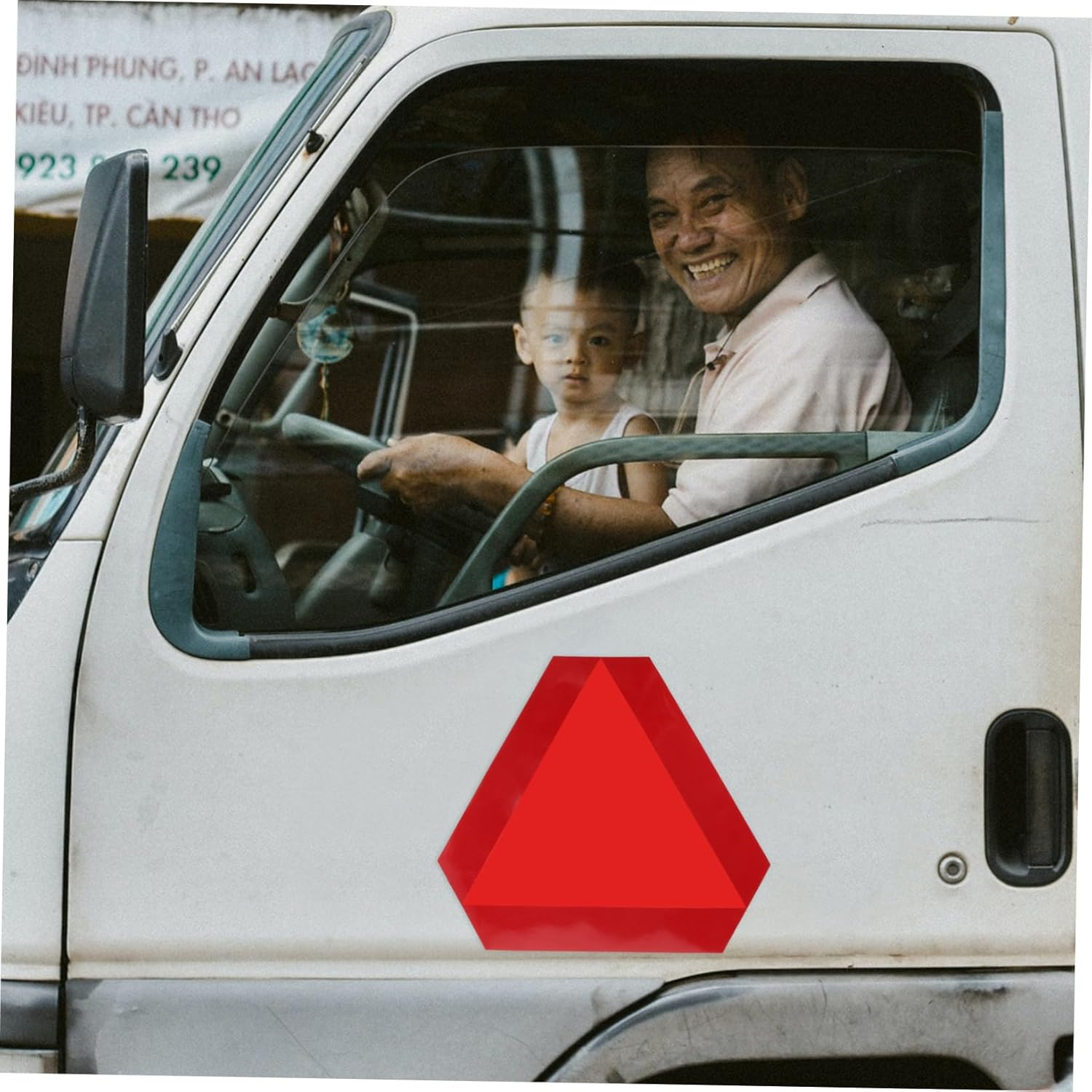 VALICLUD 36Cm Aluminum Slow Moving Vehicle Triangle Sign 3M Reflective Border and Adhesive Backing, Automotive and Truck Safety Warning Marker for Road and Highway Use image number 3