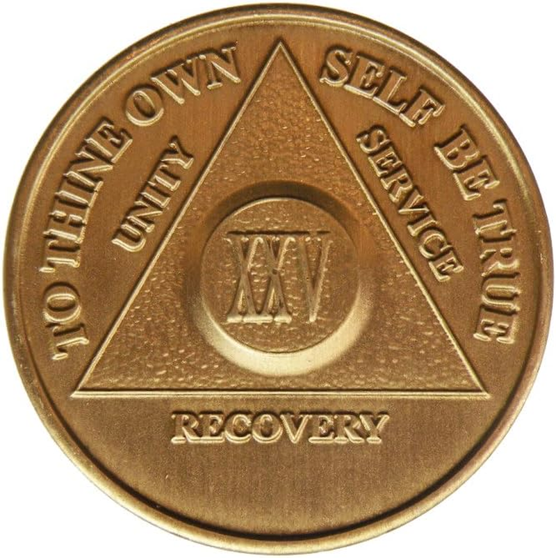 25 Year Bronze AA (Alcoholics Anonymous) - Sober / Sobriety / Birthday / Anniversary / Recovery / Medallion / Coin / Chip by Generic