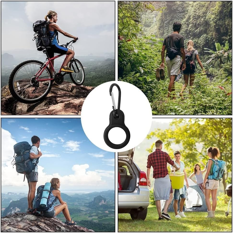 Black Silicone Water Bottle Buckle with Carrying Bottle Holder Bottle Clip for Traveling Camping Hiking Mountaineering,Easy to Use Sports Water Bottle Accessories (2 Pack) image number 3