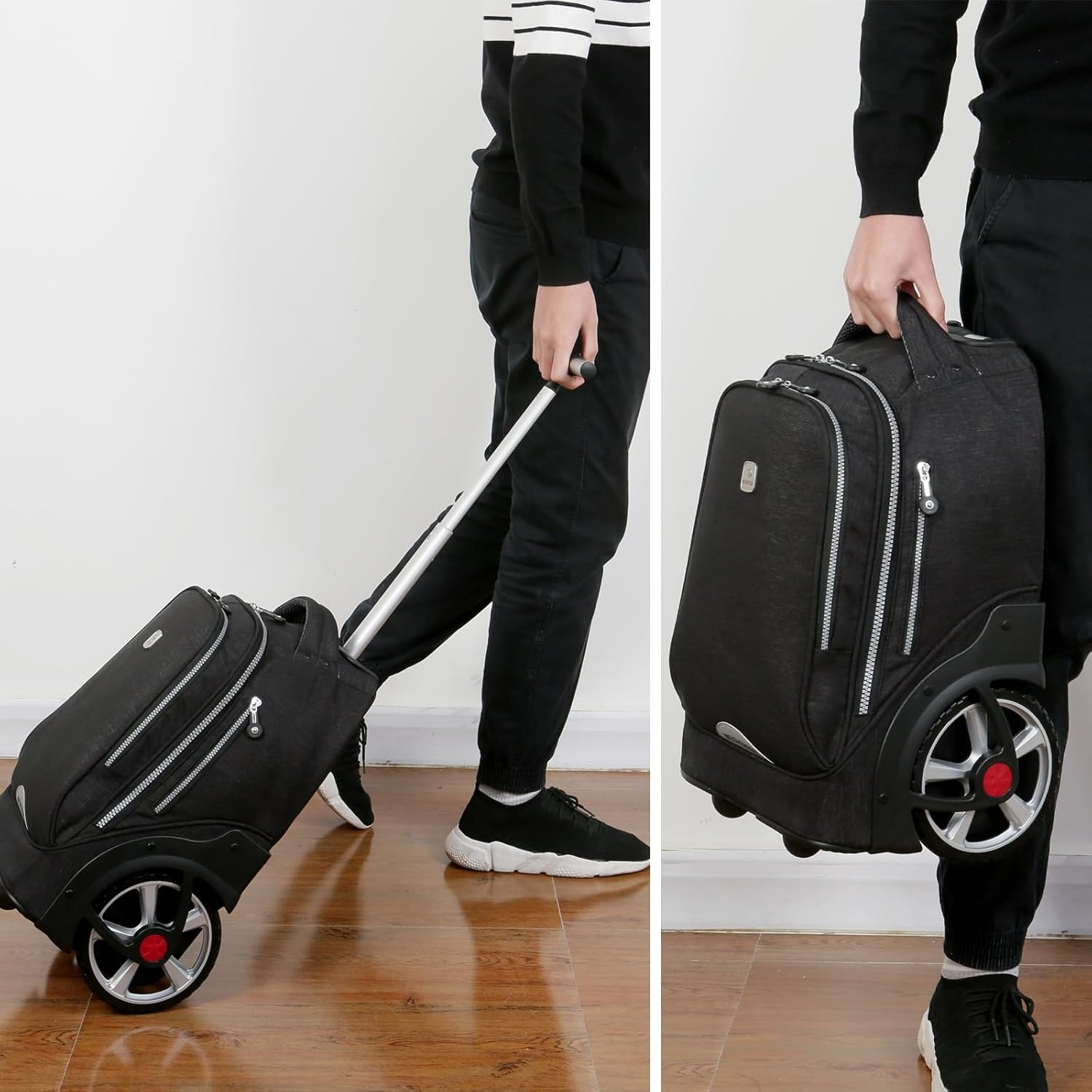 19 Inches Rolling Laptop Bag with Big Wheels, Carry on Strapless Travel Bag, Water Resistant Stylish, Stable Durable Quiet Wheels, Easy to Climbing up or down Stairs for Student Travel and Business image number 1