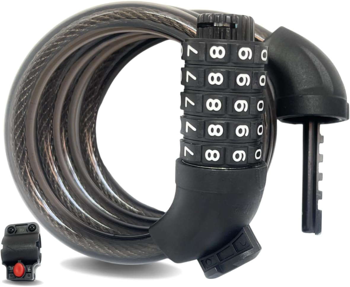 Hakea Cable Lock 121CM Bike Lock - Bicycle Lock - 5 Digit Combination Safety Code - Cable Cycle Lock - Multiple USE Cycling Lock - Black Color image number 3