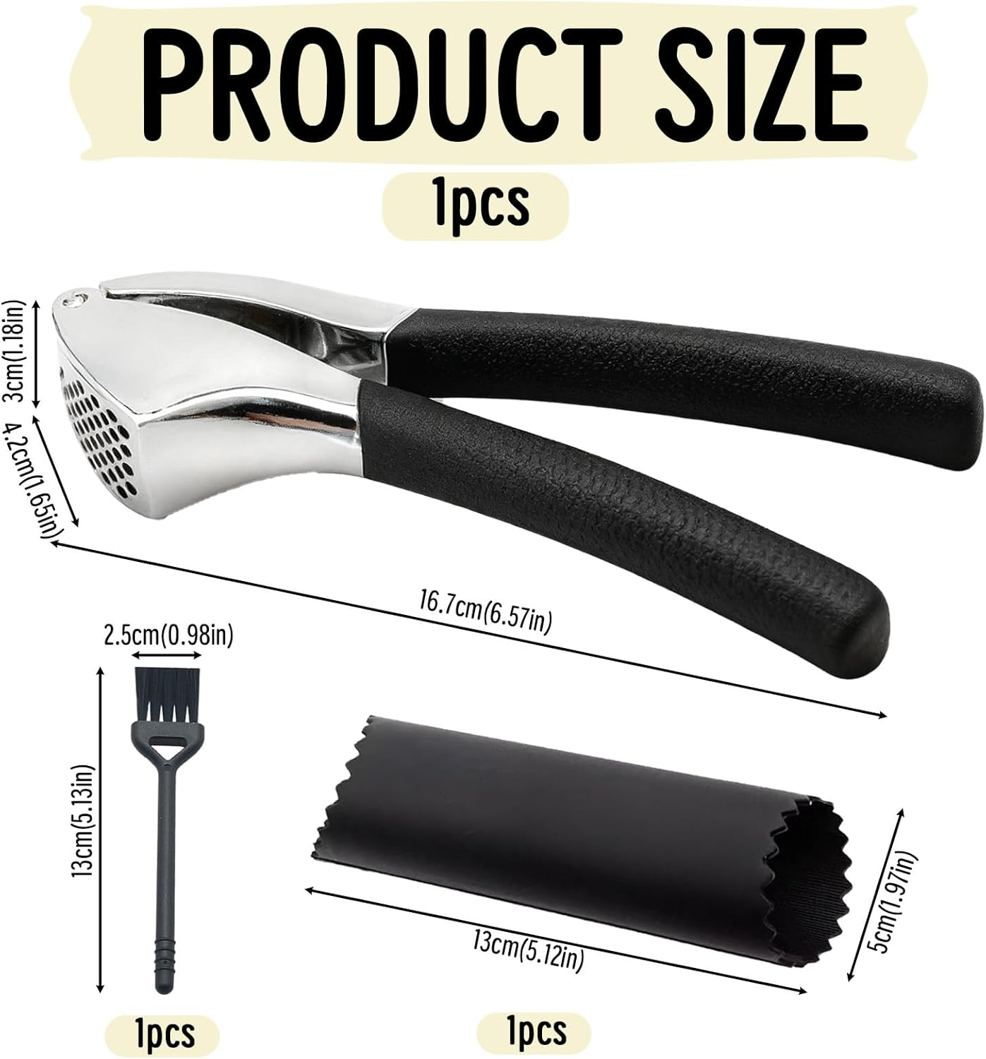 Professional Stainless Steel Garlic Press Set &ndash;Easy to Clean, Dishwasher Safe, Rust-Proof Design for Effortless Garlic Preparation image number 3