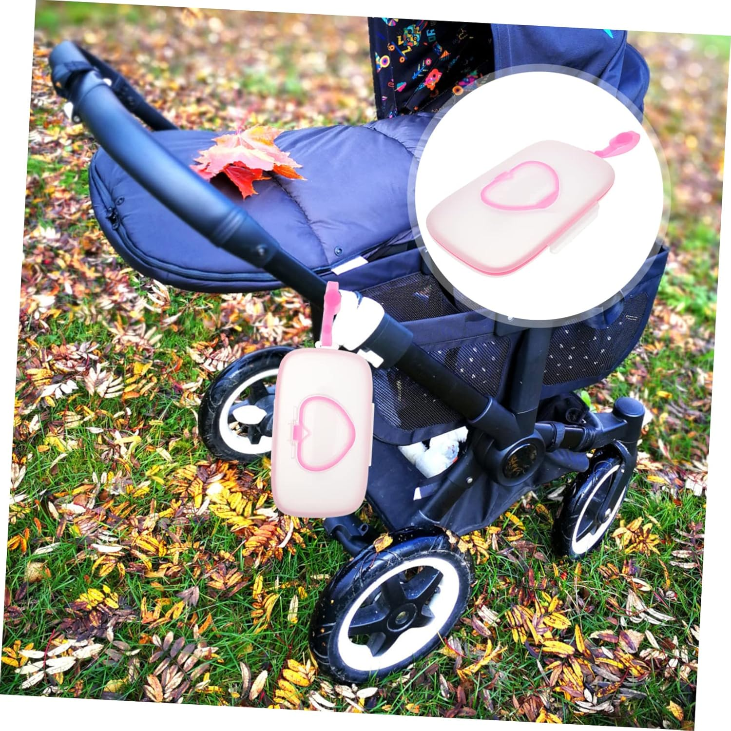 Portable Wet Tissue Box for Boy Girl Hanging Case for Outdoor Use Convenient Storage Holder for Wipes - Pink image number 3