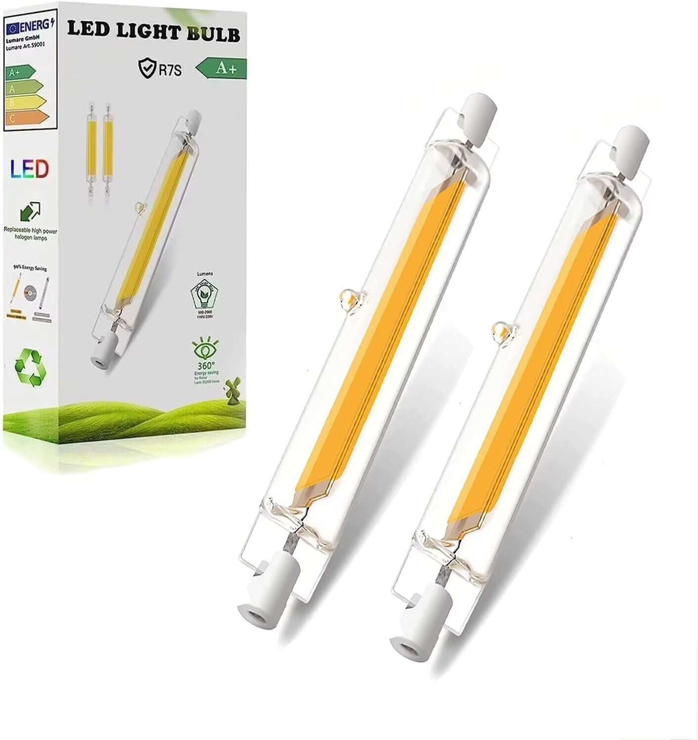 FDHVCB R7S LED 118Mm 20W Dimmable - Direct Replacement for 200W Halogen Rod J118, Neutral White 4500K 2000LM Flicker Free - Saves 90% Energy 360&deg; Light (Pack of 2)