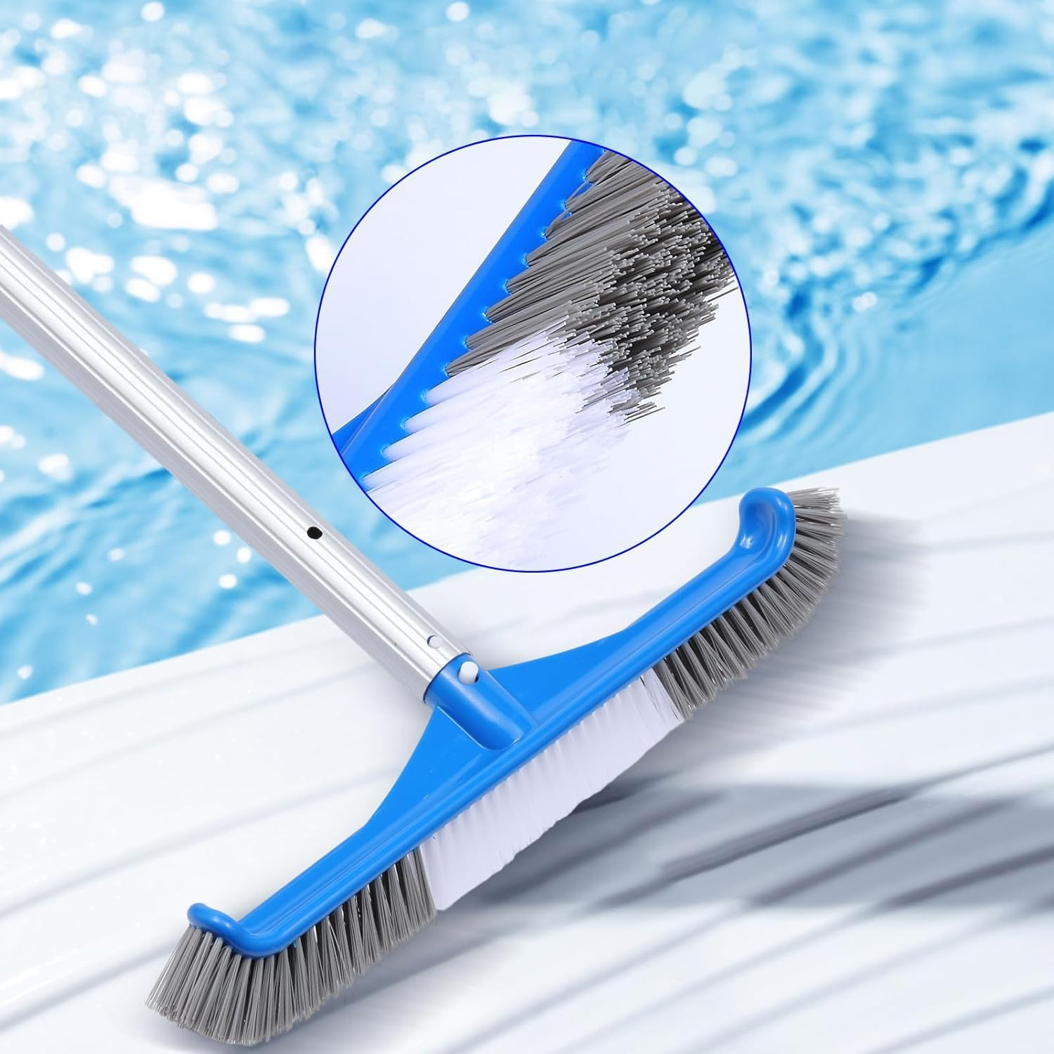 Pool Brush Head, Swimming Pool Scrub Brush for Inground Pools & Above-Ground Pools, Enhanced Durable Nylon Bristles Pool Brush Head with Curved Ends for Cleaning Pool Walls Tiles Floors image number 5