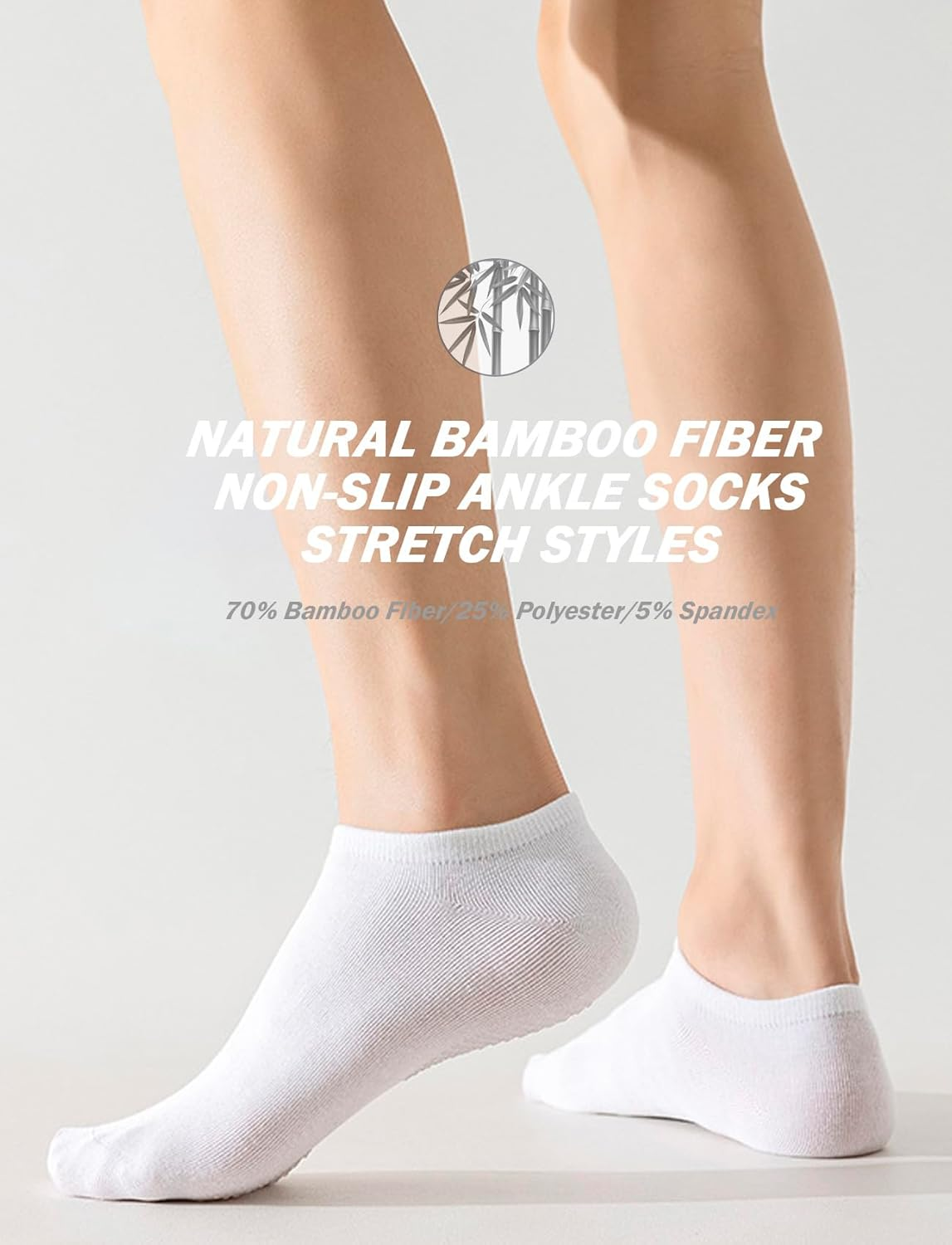 Rolxmed Grip Socks Non Slip Breathable for Pilates Yoga Gym Hospital Floor anti Slip Women and Men (Multi-Packs, Size7-11)